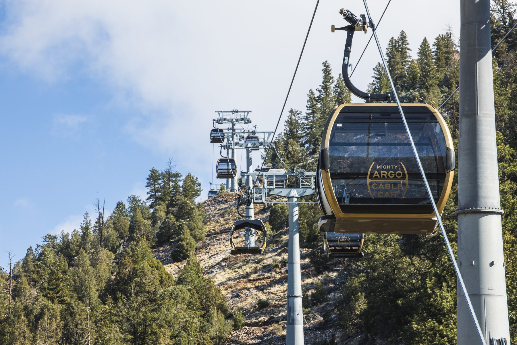 Riders in a Mighty Argo gondola cabin
